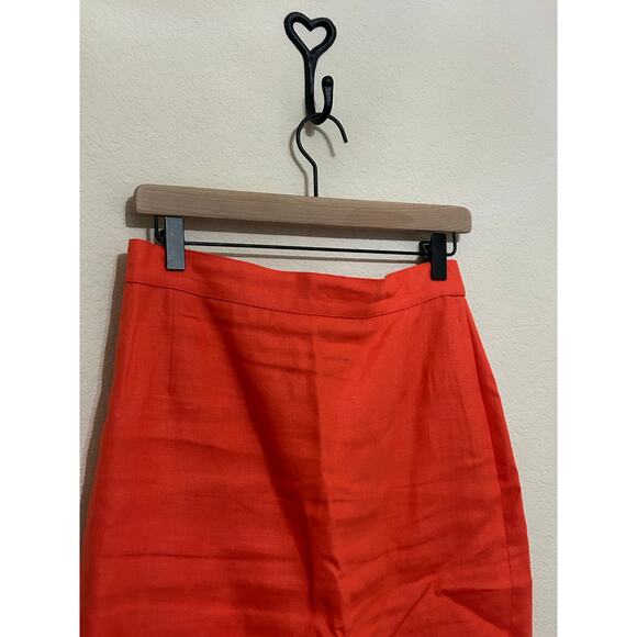 Max Mara Linen Skirt Women's Size 10 Orange Pencil Knee Length Straight Colorful - Picture 2 of 11